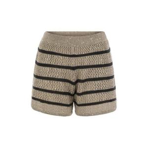 BRUNELLO CUCINELLI 스트라이프 린넨 블렌드 니트 쇼츠 1925732