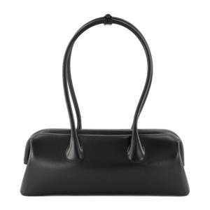 오소이 블랙 레더 보트 와이드 숄더 백 24FWB010132001 BLACK