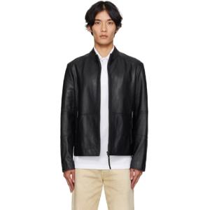 25 FW Hugo 남성 블랙 슬림 핏 가죽 재킷 252084M181003