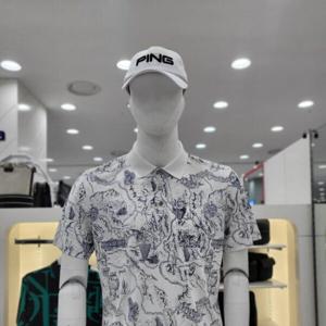 [핑]남성 패턴 카라 반팔 티셔츠 111D2TO590_WHA_GN