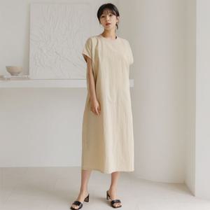 [바네사빈]핏이편한 바스락 라운드 롱원피스 v01206
