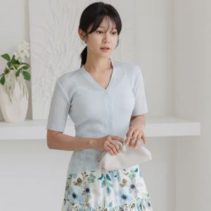 [바네사빈]시원한 골지 반팔 브이넥 니트 가디건 v01123