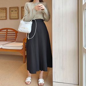 [바네사빈]허리밴딩 턱주름 롱스커트 v00225
