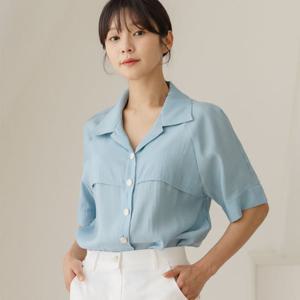[바네사빈]절개 카라 블라우스 남방 셔츠 자켓스타일 v01090