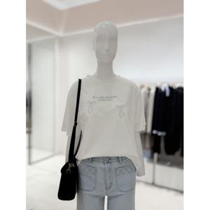 [숲]리본 프린트 박시 반팔티셔츠 (SB5ST8FV)