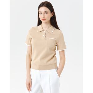 헤지스 여성 24SS 50%세일베이지 니트라이크 반팔 폴로티셔츠 HSTS4B301I2