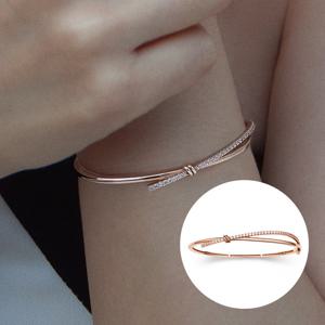 [스톤헨지][김지원PICK] Love Knot 14K 큐빅 뱅글팔찌 SA24C25T