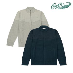 [크로커다일] 컬러 블록 풀집업 니트 가디건 CDAAAKJ3372