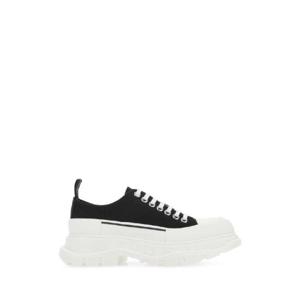 ALEXANDER MCQUEEN 블랙 캔버스 트레드 슬릭 스니커즈 697072W4MV2 1070