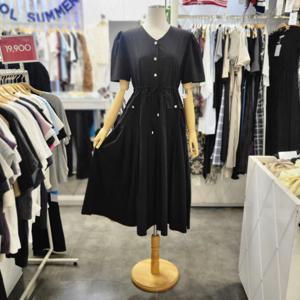 [밸리걸]바스락 스트링 주름 반팔 롱원피스 243250