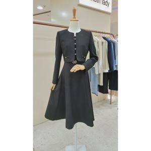 [케네스레이디]라운드넥 진주 벨티드 원피스 EWOPPB0600_CA
