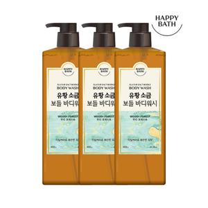 [해피바스]유황 소금 보들 바디워시 우디 포레스트 600g 3입