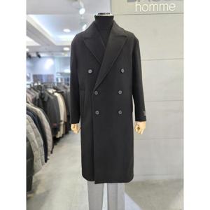 바쏘옴므 세이브존03 바쏘옴므 24 F/W 블랙 울  블렌드 세미오버 더블코트 WSAGY4CD30ABKA