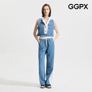 [지지피엑스]더블 카라 데님 크롭 베스트 투피스 (GP4OP057F)