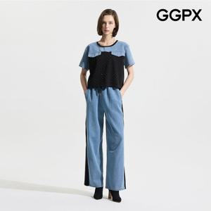 [지지피엑스]큐빅 포인트 데님 티 앤 팬츠 투피스 (GP4OP059F)