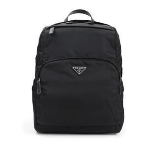 프라다 블랙 프론트 집 포켓 나일론 백팩 2VZ104VOOO2DMG F0002
