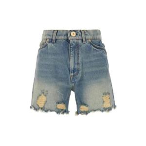 Balmain 디스트레스드 데님 쇼츠 CF1MA120DE04 6FF TP934580984