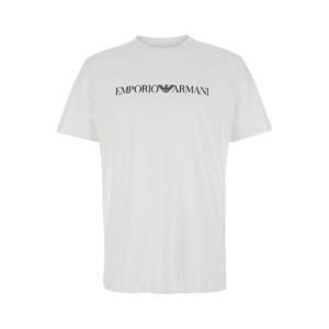 EMPORIO ARMANI White and Black Crewneck T-Shirt with Writing in Cotton 8N1TN51JPZZ0146