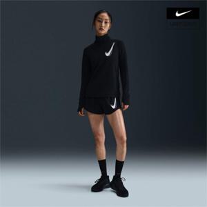 [나이키] 여성 스우시 드라이 핏 하프 집업 러닝 미드 레이어 HJ2226-010