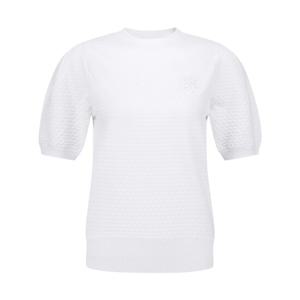 [세인트앤드류스]여성 엠보 패턴 퍼프 소매 반팔 니트 (821D3SR101WH)