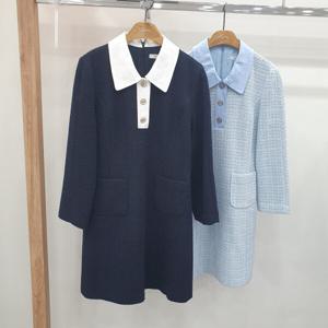 [로엠]배색카라 트위드원피스_RMOWE23R110_CJ