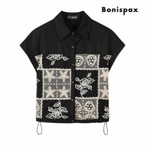 [보니스팍스] 플라워 자수 카라 캡소매 셔츠 (XP7SH027M0)