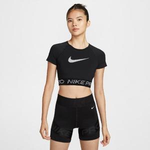 나이키반팔티 OQC HV3674-010 프로 여성 드라이 핏 반팔 크롭 그래픽 탑