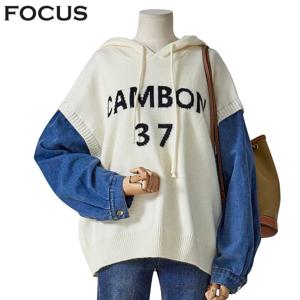 [포커스]데님배색후드니트 FBF3I7PKT0141