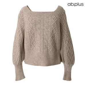[ab.plus] 스퀘어넥 꽈배기 케이블 패턴 니트 (LSY1MW52A)