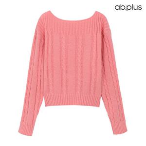 [ab.plus] 보트넥 꽈배기 패턴 포인트 니트 (LSY1MW61A)