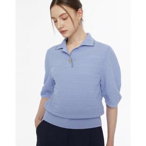 닥스 여성 24SS 클리어런스블루 써머코튼 7부소매 카라니트 DLSW4B305B2