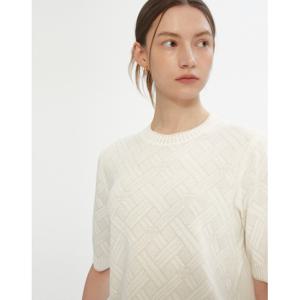 닥스 여성 24SS 클리어런스아이보리 자카드 DD패턴 면혼방 여름니트 DLSW4B411IV