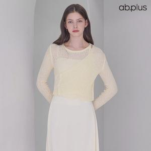 [ab.plus] 라운드넥 언발 랩스타일 긴팔 니트 (LSY2MW86A)