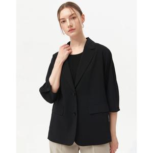 닥스 여성 24SS 50%세일블랙 솔리드 썸머폴리 7부소매자켓 DLJA4B501BK