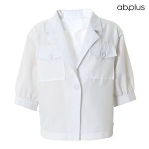 [ab.plus] 모던 더블 카라 버튼 반팔 자켓 (LSY2MJ40A)