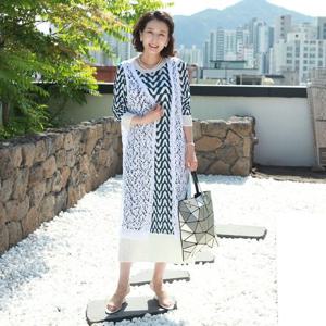 [쉬즈마담]J31565 나르샤 조각퀼팅 망사 롱조끼 엄마옷