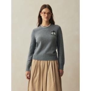 [브룩스브라더스] [여성] 메리노울 캐시미어 비즈 로고 스웨터 (차콜) (BBWRWM3684VEW)