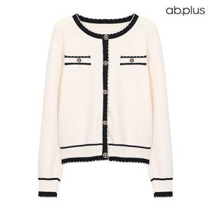 [ab.plus] 라운드넥 배색 포인트 라인 긴팔 니트 (LSY3MW43A)