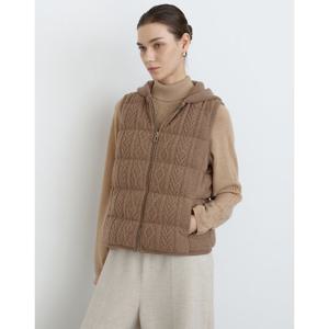 닥스 여성 24FW 역시즌세일울 캐시미어 혼방브라운 케이블장식 후드형 집업베스트 DLSW4D917W1