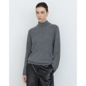 닥스 여성 24FW 역시즌세일울 캐시미어 혼방그레이 케이블 디테일 터틀넥 니트 DLSW4DE93G2