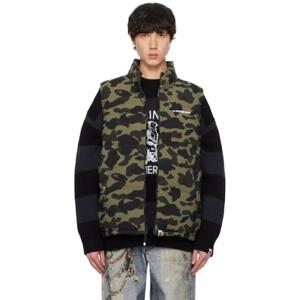 25 FW BAPE 남성 카키 리버서블 퍼스트 카모 다운 베스트 242546M178006