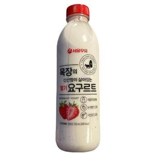 [에이알비티] [서울우유] 목장의 신선함이 살아있는 딸기 요구르트 750ml x 2개 46129