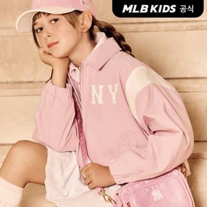 [택가159,000원][택가159,000원][MLB키즈 공식] 25SS 바시티 어깨배색 블루종 점퍼 NY (Mg.Pink) 7AJPV0851-50PK