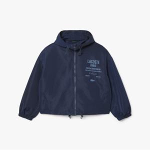 [시즌오프 30% 인하] 라코스테 공식 여성 PARIS 레터링 후드 블루종 BF2449-55G 166