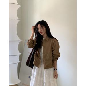 헤지스 여성 25SS 시즌오프경량 셔츠카라 숏 점퍼 카멜 HSJU5B304CM
