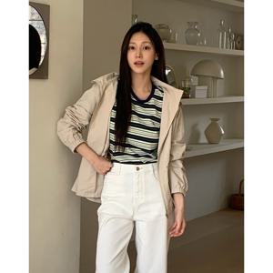 헤지스 여성 25SS 시즌오프베이지 멜란지 린넨혼방 후드점퍼 HSJU5B302I1