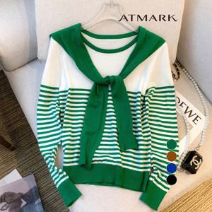 ATMARK 레이어슬림단가라니트+머플러SET_AA51KN044G