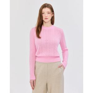 질스튜어트 뉴욕 여성 24FW 핑크 짜임 레귤러핏 알파카 혼방 라운드넥 니트 JSSW4D440P2