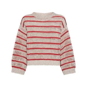 BRUNELLO CUCINELLI 오픈 워크 스트라이프 패턴 린넨 나일론 니트 1970969