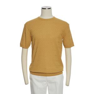 [레노마캐주얼]S/S (한정수량) 머스타드 짜임패턴 반팔 라운드넥 니트 ROFMKT60ANW1
